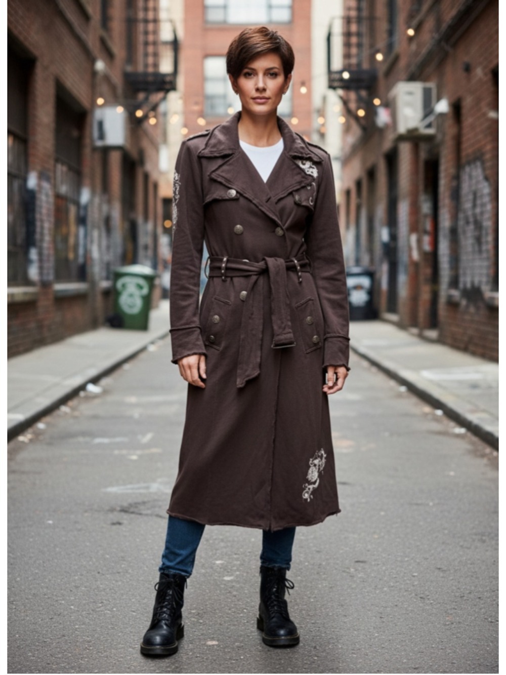 Roxxtar “Rock 'n Soul” Steampunk Long Military Trench Coat Size 2 (M/8-10)